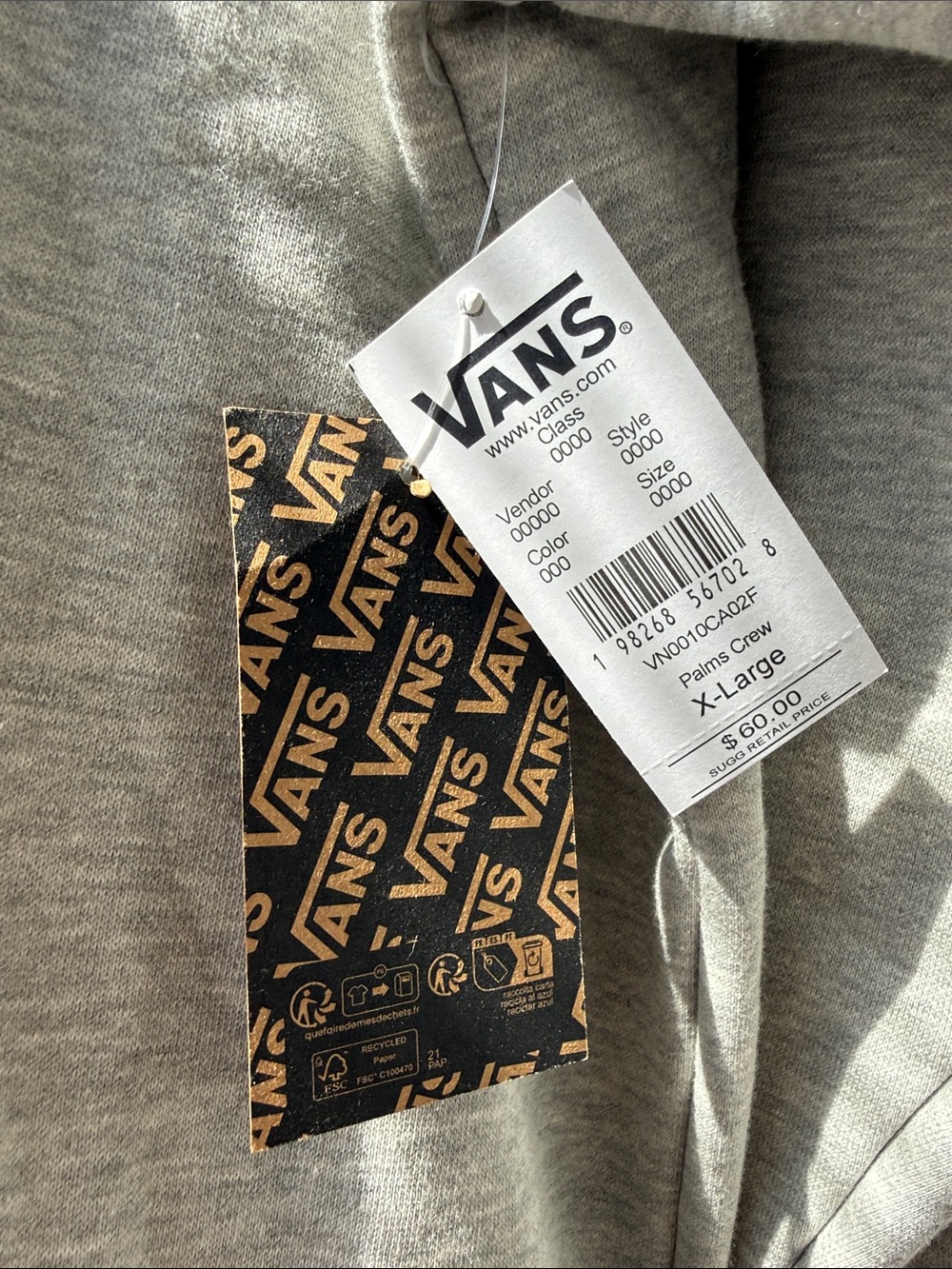 Vans Gray Crewneck Sweatshirt with Navy Logo - Picture 2 of 6